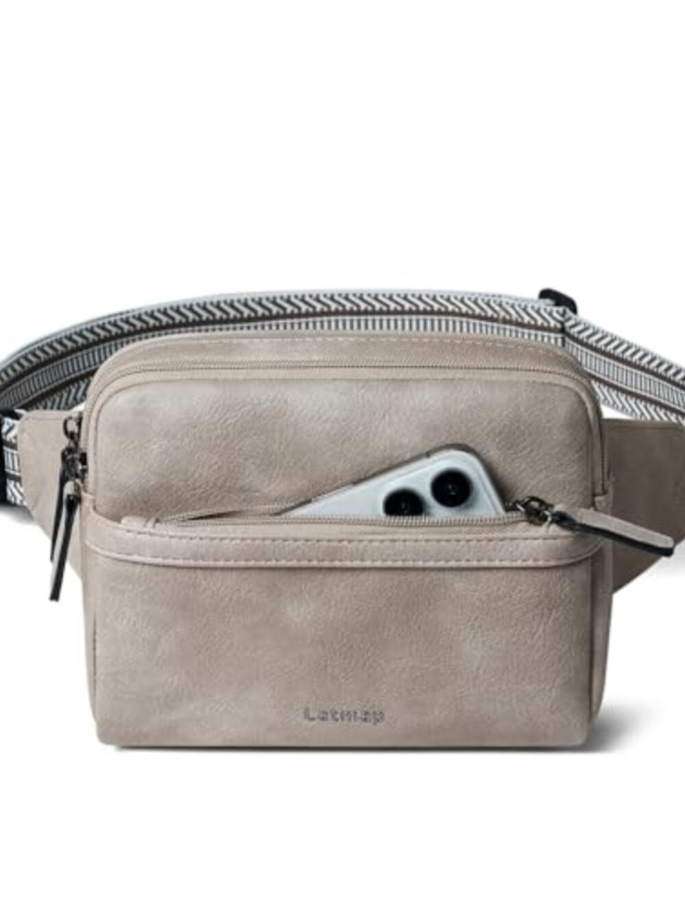 Faux Leather Fanny Pack Crossbody Bag 4 Zipper Pockets Belt Waist Sling Purse